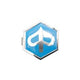 Badge horn cover (clip) Piaggio 32x37mm blue / chrome