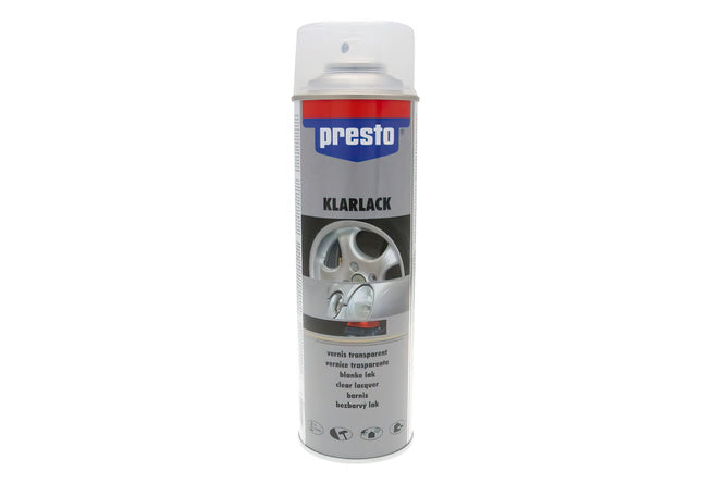 Clear Varnish glossy Presto for wheel paints 500ml (spray)