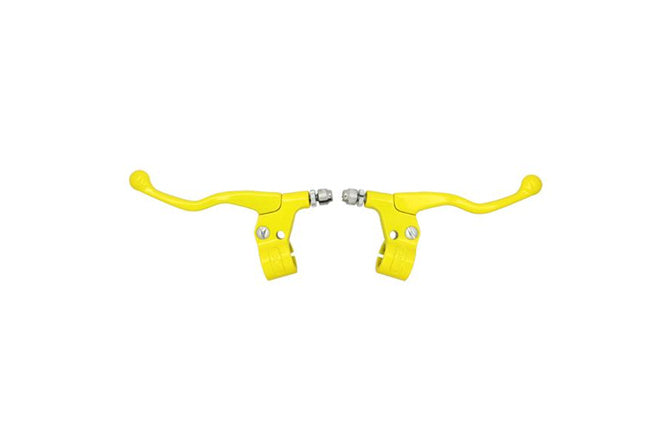 Brake Lever Set short w/ mount yellow (x2)