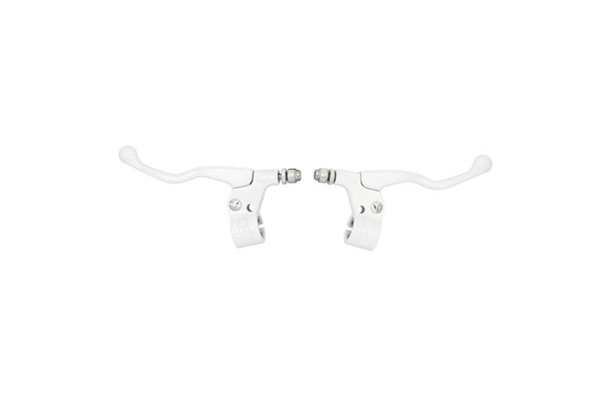 Brake Lever short w/ mount aluminium white (x2)