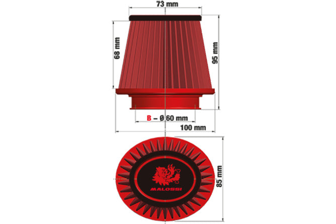 Air Filter Malossi E18 42/50/60mm PHBG/PHBH/PWK/VHST
