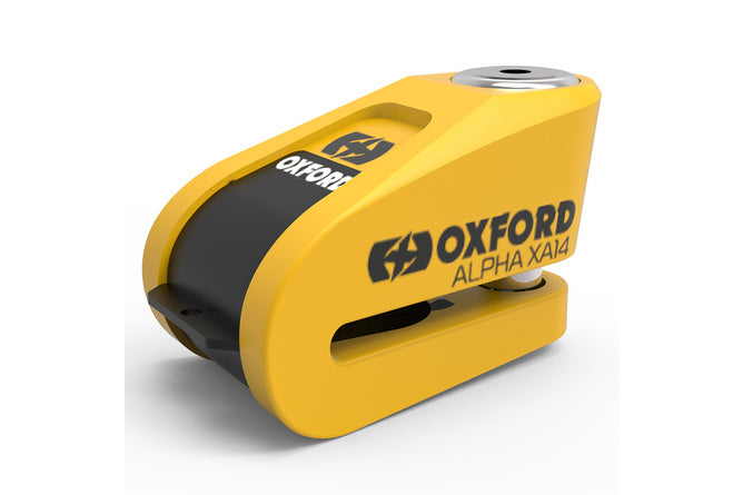 Disc Lock w/ alarm Alpha XA14 Oxford 14mm stainless steel yellow