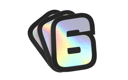 Sticker number 6 hologram Doppler 10x7,5cm (x3)