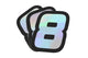 Sticker number 8 hologram Doppler 10x7,5cm (x3)