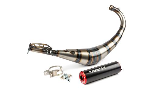 Exhaust Stage6 Streetrace CNC red / black Derbi / Minarelli AM6